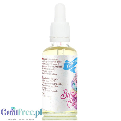 Funky Flavors Sweet Birthday Cake - słodkie kropelki smakowe bez cukru & bez tłuszczu, Tort z kremem Waniliowym by Funky Flavors (funky-flavors-sweet-birthday-cake-50ml-slodzony-aromat-bez-cukru-bez-tluszczu-tort-z-kremem-waniliowym)