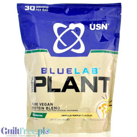 USN Blue Lab Plant Vanilla Maple 0,9kg - wegańska odżywka białkowa bez soi, ze stewią by USN (Ultimate Sports Nutrition) (usn-vegan-protein-vanilla-maple)