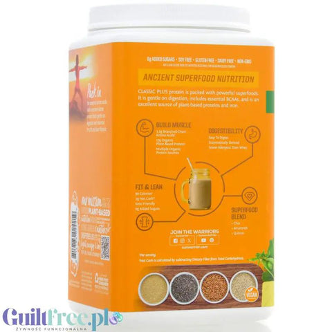 Sunwarrior Protein Classic Plus, Vanilla 0,75KG - organiczna wegańska odżywka białkowa z 5 superfoods by Sunwarrior (sunwarrior-protein-classic-plus-vanilla-075kg-organiczna-weganska-odzywka-bialkowa-z-5-superfoods)
