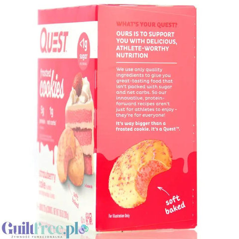 Quest Frosted Cookies, Strawberry Cake - lukrowane miękkie keto ciastka w polewie, BOX 8 SZT by Quest Nutrition (quest-frosted-cookies-strawberry-cake-lukrowane-miekkie-keto-ciastka-w-polewie-box-8-szt)