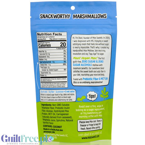 Max Mallow Vegan Classic Vanilla - wegańskie keto pianki marshmallow bez cukru i polioli z MCT by Know Brainer Foods (max-mallow-vegan-classic-vanilla-weganskie-keto-pianki-marshmallow-bez-cukru-i-polioli-z-mct)