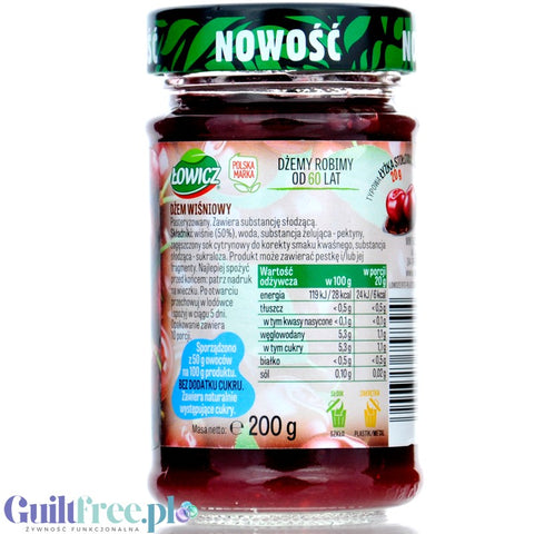 Łowicz Dżem Wiśniowy 6kcal - dżem wiśniowy bez dodatku cukru, ultra niskokaloryczny by Łowicz (lowicz-dzem-wisniowy-6kcal-dzem-wisniowy-bez-dodatku-cukru-ultra-niskokaloryczny)