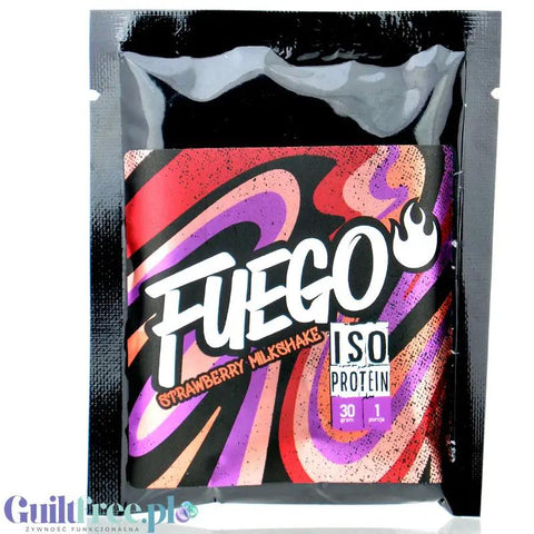 Fuego Iso Protein Strawberry Milkshake 30g - izolat białek serwatkowych o smaku truskawkowego milkshake'a by Fuego (fuego-iso-protein-strawberry-milkshake-30g-izolat-bialek-serwatkowych-o-smaku-truskawkowego-milkshake-a)