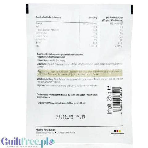 More Nutrition Total Vegan Protein Neutral 25g - niesłodzona wegańska odżywka o smaku Naturalnym by More Nutrition (more-nutrition-total-vegan-protein-neutral-25g-nieslodzona-weganska-odzywka-o-smaku-naturalnym)