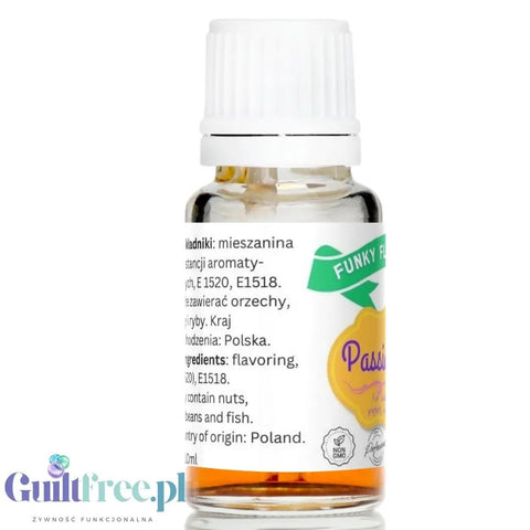 Funky Flavors Basic Passion Fruit 10ml - kropelki o aromacie marakuja bez kalorii, cukru i słodzików by Funky Flavors (funky-flavors-passion-fruit-marakuja-aromat-bez-cukru-bez-tluszczu)