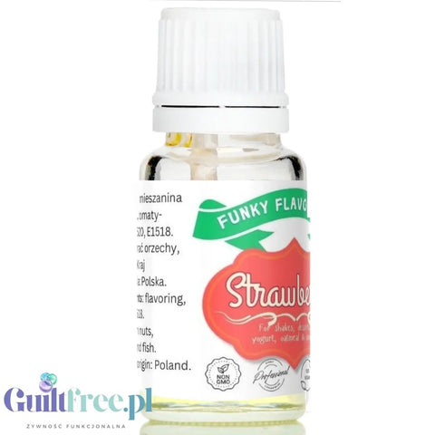 Funky Flavors Basic Strawberry 10ml - truskawkowe kropelki aromatyczne do potraw i napojów, bez cukru i słodzików by Funky Flavors (funky-flavors-strawberry-aromat-truskawkowy)