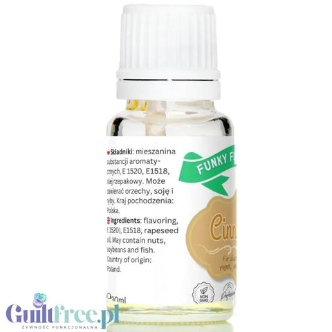Funky Flavors Basic Cinnamon 10ml - cynamonowe kropelki aromatyczne bez cukru, tłuszczu i kalorii by Funky Flavors (funky-flavors-cinnamon-aromat-cynamonowy-bez-cukru-i-tluszczu)
