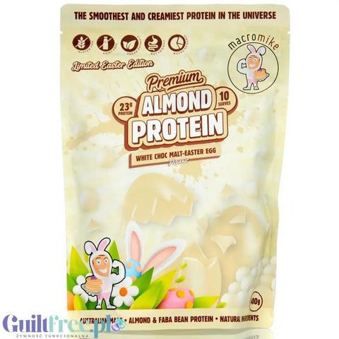 Macro Mike White Choc Malt-Easter Egg Premium Almond Protein - wegańska migdałowa odżywka białkowa bez glutenu i sukralozy by Macro Mike (macro-mike-white-choc-malt-easter-egg-premium-almond-protein-weganska-migdalowa-odzywka-bialkowa-bez-glutenu-i-sukralozy)