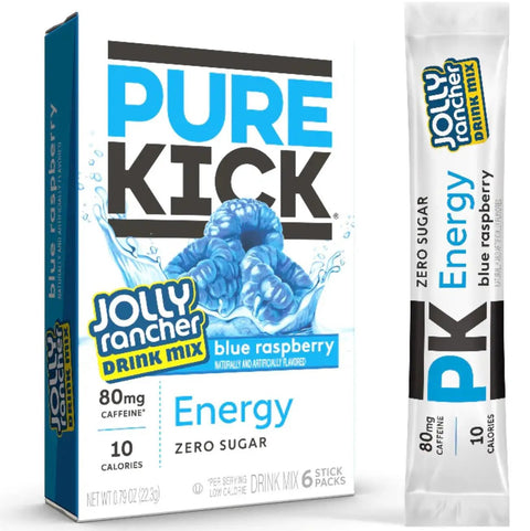 Pure Kick & Jolly Energy Blue Raspberry - sugar-free sachets, instant drink with caffeine, vitamins and electrolytes