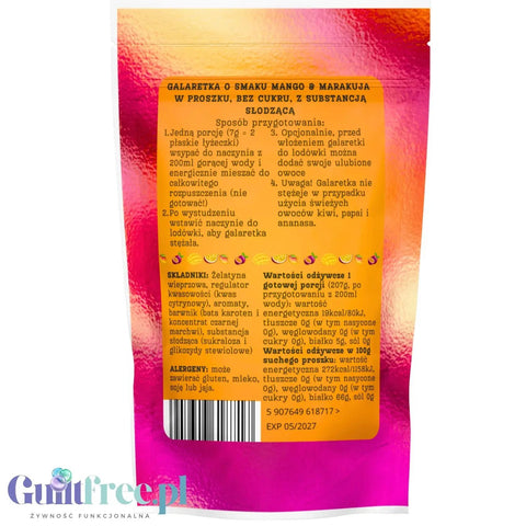 Funky Jelly Mango & Passion Fruit Galaretka x 15 porcji - galaretka bez cukru, smak Mango & Marakuj a, 19kcal w porcji by Funky Flavors (funky-jelly-mango-passion-fruit-galaretka-x-15-porcji-galaretka-bez-cukru-smak-mango-marakuj-a-19kcal-w-porcji)