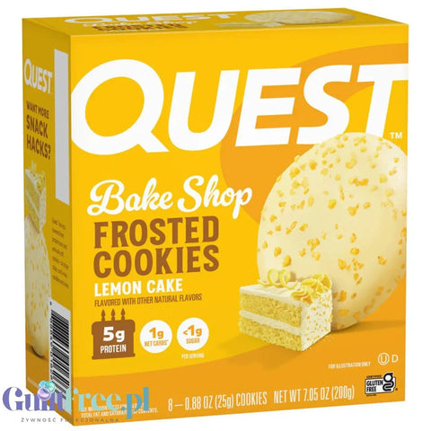 Quest Frosted Cookies, Lemon Cake - lukrowane miękkie keto ciastka w polewie, BOX 8 SZT by Quest Nutrition (quest-frosted-cookies-lemon-cake-lukrowane-miekkie-keto-ciastka-w-polewie-box-8-szt)