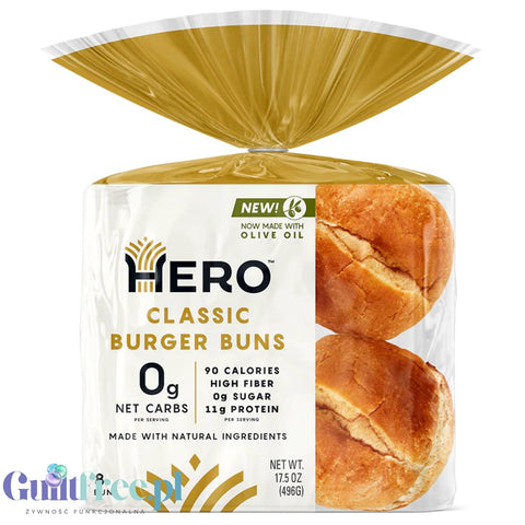 Hero Bread Classic Burger Buns - Keto bułki do burgerów, 8szt, 90kcal by Hero Bread (hero-bread-classic-burger-buns-keto-bulki-do-burgerow-8szt-90kcal)