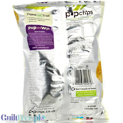 Popchips Cream & Onion 50g - pieczone chipsy 50% mniej tłuszczu, smak Śmietanka & Cebulka by PopChips (popchips-cream-onion-50g-pieczone-chipsy-50-mniej-tluszczu-smak-smietanka-cebulka)