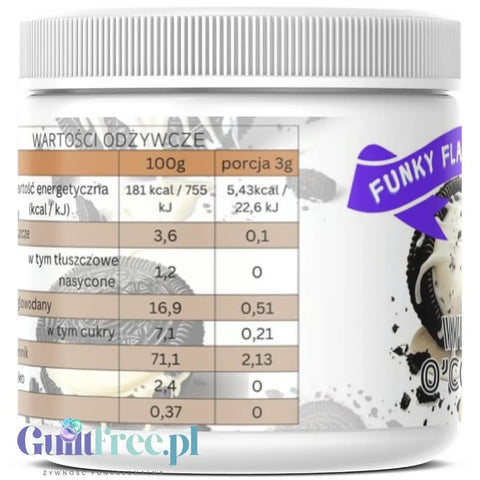 Funky Flavors Splash White Cookie'O 150g - błonnikowy aromat słodzący w proszku, Ciasteczko & Biała Czekolada by Funky Flavors (funky-flavors-splash-white-cookie-o-200g-blonnikowy-aromat-slodzacy-w-proszku-ciasteczko-biala-czekolada)