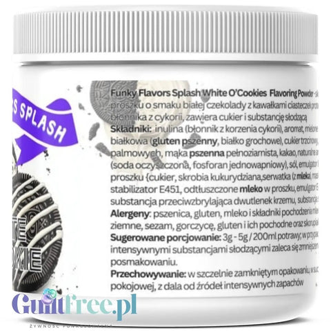 Funky Flavors Splash White Cookie'O 150g - błonnikowy aromat słodzący w proszku, Ciasteczko & Biała Czekolada by Funky Flavors (funky-flavors-splash-white-cookie-o-200g-blonnikowy-aromat-slodzacy-w-proszku-ciasteczko-biala-czekolada)
