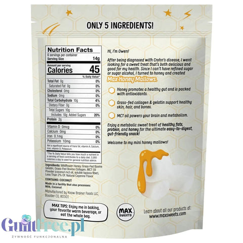 Know Brainer Max Honey Mallow Honey Hot Stuff Mini Marshmallows - pikantne! mini pianki proteinowe z kolaganem i MCT by Know Brainer Foods (know-brainer-max-honey-mallow-honey-hot-stuff-mini-marshmallows-pikantne-mini-pianki-proteinowe-z-kolaganem-i-mct)