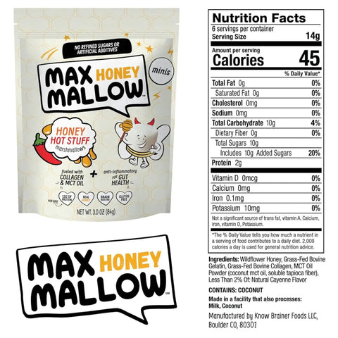 Know Brainer Max Honey Mallow Honey Hot Stuff Mini Marshmallows - pikantne! mini pianki proteinowe z kolaganem i MCT by Know Brainer Foods (know-brainer-max-honey-mallow-honey-hot-stuff-mini-marshmallows-pikantne-mini-pianki-proteinowe-z-kolaganem-i-mct)