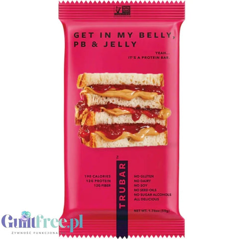 TRUBAR Get In My Jelly, PB & Jelly - wegański baton proteinowy bez soi, glutenu i słodzików by TRUWOMEN (trubar-get-in-my-jelly-pb-jelly-weganski-baton-proteinowy-bez-soi-glutenu-i-slodzikow)