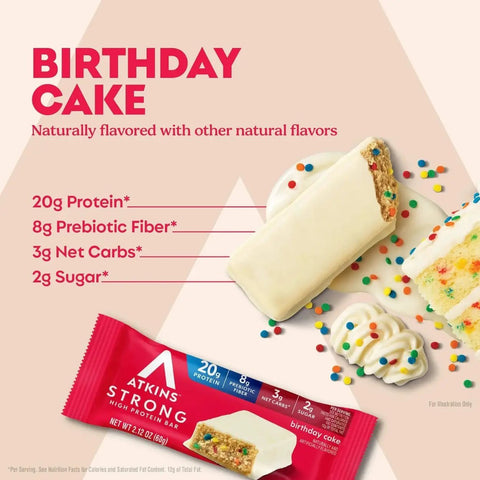 Atkins Strong Birthday Cake PUDEŁKO x 4 BATONY - baton białkowy z masłem migdałowym, bez maltitolu by Atkins (atkins-strong-birthday-cake-pudelko-x-4-batony-baton-bialkowy-z-maslem-migdalowym-bez-maltitolu)