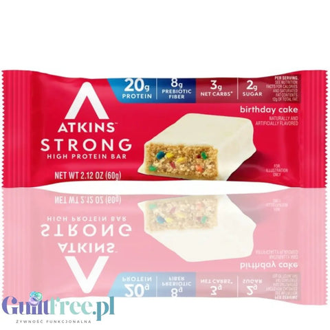 Atkins Strong Birthday Cake PUDEŁKO x 4 BATONY - baton białkowy z masłem migdałowym, bez maltitolu by Atkins (atkins-strong-birthday-cake-pudelko-x-4-batony-baton-bialkowy-z-maslem-migdalowym-bez-maltitolu)