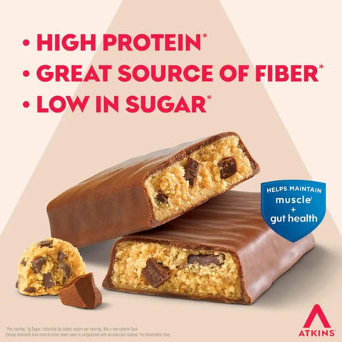 Atkins Strong Chocolate Chip Cookie Dough PUDEŁKO x 4 BATONY - baton proteinowy20g białka, bez maltitolu by Atkins (atkins-strong-chocolate-chip-cookie-dough-pudelko-x-4-batony-baton-proteinowy20g-bialka-bez-maltitolu)