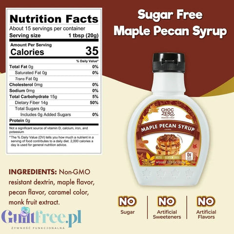 Choc Zero Maple Pecan Syrup - naturalny bardzo gęsty syrop bez cukru z błonnikiem o smaku klonowo-pekanowym by Choc Zero (choc-zero-honest-syrup-sugar-free-syrup-maple-pecan)