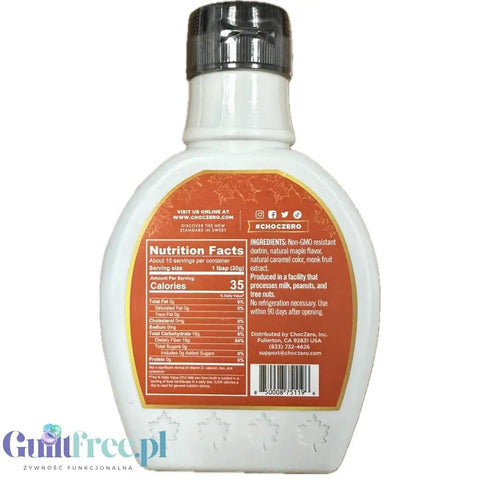 Choc Zero Maple Pecan Syrup - naturalny bardzo gęsty syrop bez cukru z błonnikiem o smaku klonowo-pekanowym by Choc Zero (choc-zero-honest-syrup-sugar-free-syrup-maple-pecan)