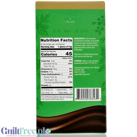 Choc Zero Keto Bark, Dark Chocolate Peppermint - wegańska keto ciemna czekolada z miętą, bez cukru i maltitolu by Choc Zero (choc-zero-keto-bark-dark-chocolate-peppermint-weganska-keto-ciemna-czekolada-z-mieta-bez-cukru-i-maltitolu)