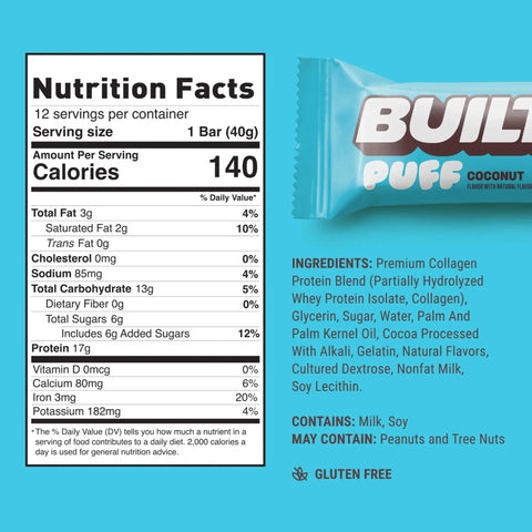 Built Bar Protein Puffs Coconut - proteinowy baton marshmallow w czekoladzie 17g białka & 140kcal by Built (built-bar-protein-puffs-coconut-proteinowy-baton-marshmallow-w-czekoladzie-17g-bialka-140kcal)