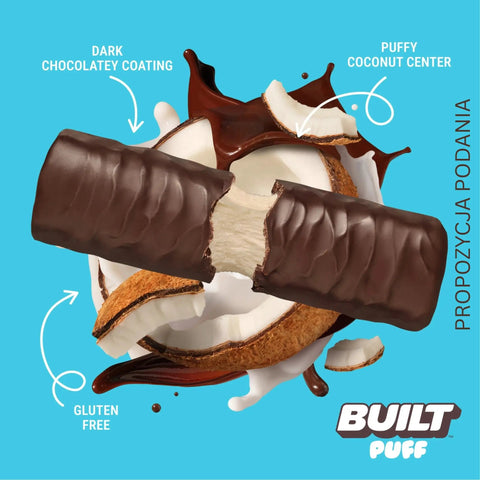 Built Bar Protein Puffs Coconut - proteinowy baton marshmallow w czekoladzie 17g białka & 140kcal by Built (built-bar-protein-puffs-coconut-proteinowy-baton-marshmallow-w-czekoladzie-17g-bialka-140kcal)