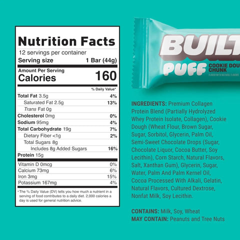 Built Bar Protein Puffs Cookie Dough Chunk - proteinowy baton marshmallow w czekoladzie 17g białka & 140kcal by Built (built-bar-protein-puffs-cookie-dough-chunk-proteinowy-baton-marshmallow-w-czekoladzie-17g-bialka-140kcal)