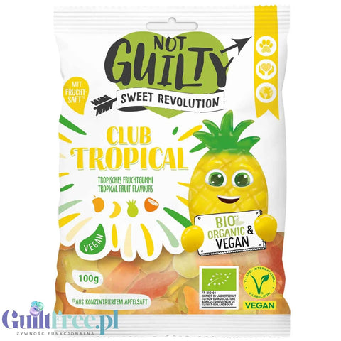Not Guilty Club Tropical Tropisches Fruchtgummi Bio - wegańskie organiczne pianko-żelki o smaku tropikalnym by Not Guilty (not-guilty-club-tropical-tropisches-fruchtgummi-bio-100g)