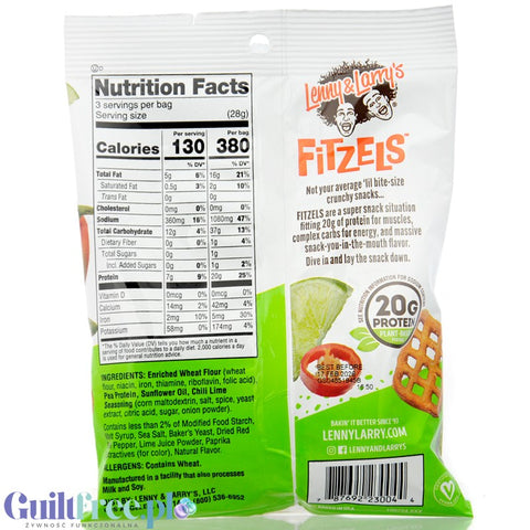 Lenny & Larry's Fitzels Protein Pretzels Chili Lime Time - wegańskie krakersy z dodatkiem białka, smak chili z limonką by Lenny & Larry's (lenny-larrys-fitzels-protein-pretzels-chili-lime-time-weganskie-krakersy-z-dodatkiem-bialka-smak-chili-z-limonka)