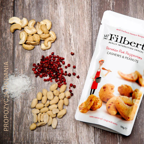 Mr Filbert's Peruvian Pink Peppercorn Cashew & Peanuts - nerkowce i orzechy arachidowe z różowym pieprzem by Mr Filbert's (mr-filbert-s-peruvian-pink-peppercorn-cashew-peanuts-nerkowce-i-orzechy-arachidowe-z-rozowym-pieprzem)