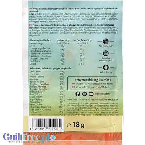 Pro Fuel Clear Protein Vegan Tropical Fruits - wegański klarowny hydrolizat, lekka odżywka białkowa ze stewią by Pro Fuel (pro-fuel-clear-protein-vegan-tropical-fruits-weganski-klarowny-hydrolizat-lekka-odzywka-bialkowa-ze-stewia)