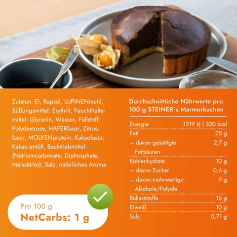 STEINER's Low Carb Marmorkuchen - niskowęglowodanowe gotowe do zjedzenia ciasto marmurkowe bez cukru by Steiner's Low Carb (steiner-s-low-carb-marmorkuchen-niskoweglowodanowe-gotowe-do-zjedzenia-ciasto-marmurkowe-bez-cukru)
