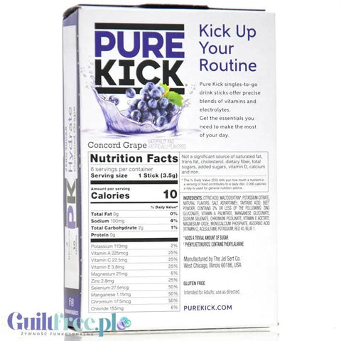 Pure Kick Hydration Concord Grape - sugar-free sachets, instant drink with caffeine, vitamins and electrolytes