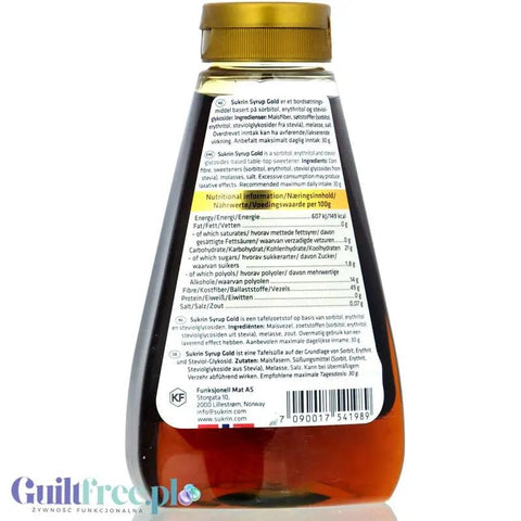 Sukrin Sirup Gold - gęsty syrop słodzący low carb, 50% błonnika 330ml 450g by Sukrin (sukrin-fibersirup-gold-syrop-69-blonnika-ze-stewia)