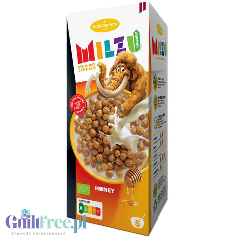 Milzu Honey - organiczne płatki zbożowe, kulki żytnio-owsiane z miodem by Milzu (nordcrunch-milzu-honey-organiczne-platki-zbozowe-kulki-zytnio-owsiane-z-miodem)