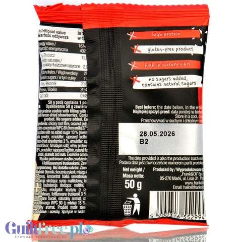 Frank & Oli Active High Protein Cookie, Truskawki z białą czekoladą - Ciastko wysokoproteinowe bez cukru by Frank & Oli (frank-oli-active-high-protein-cookie-truskawki-z-biala-czekolada-ciastko-wysokoproteinowe-bez-cukru)