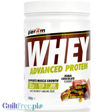 Per4M Whey Advanced Protein Dubai Chocolate 0,9kg - gęsta odżywka białkowa WPC, WPI & MPC o smaku Dubajaskiej Czekolada by per4m® (per4m-whey-advanced-protein-dubai-chocolate-09kg-gesta-odzywka-bialkowa-wpc-wpi-mpc-o-smaku-dubajaskiej-czekolada)