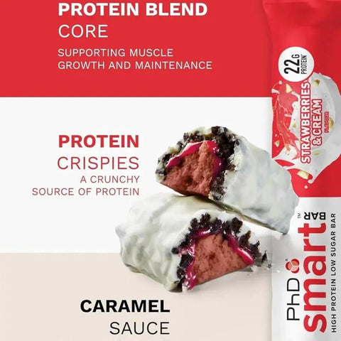 Phd Smart Bar White Chocolate Strawberries & Cream - baton proteinowy bez cukru z karmelem truskawkowym i białą czekoladą by PhD (phd-smart-bar-white-chocolate-strawberries-cream-baton-proteinowy-bez-cukru-z-karmelem-truskawkowym-i-biala-czekolada)