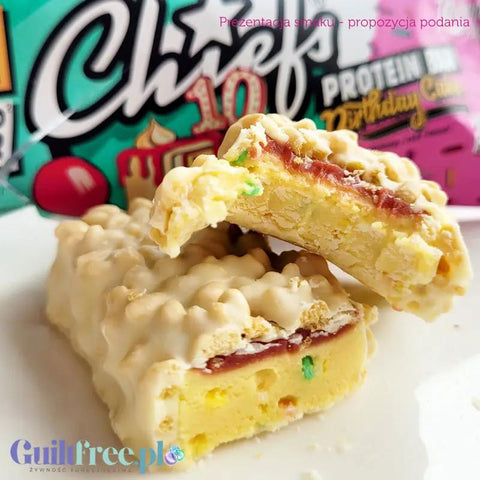 Chiefs Protein Bar Birthday Cake - baton proteinowy, Tort Urodzinowy, 20g białka & 200kcal by Chiefs (chiefs-protein-bar-birthday-cake-baton-proteinowy-tort-urodzinowy-20g-bialka-200kcal)
