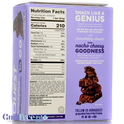 Quest Overload Chocolate Explosion BOX 12 szt - baton proteinowy bez cukru i maltitolu, smak Brownie & Czekolada by Quest Nutrition (quest-overload-chocolate-explosion-box-12-szt-baton-proteinowy-bez-cukru-i-maltitolu-smak-brownie-czekolada)