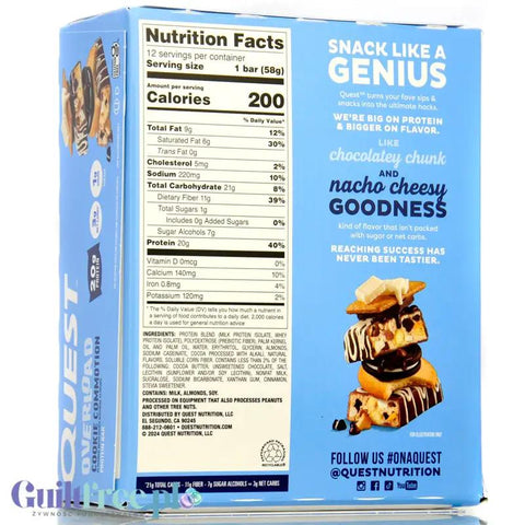 Quest Overload Cookie Commotion BOX x 12szt - baton proteinowy bez cukru i maltitolu, smak Karmel, Ciasteczka & Czekolada by Quest Nutrition (quest-overload-cookie-commotion-box-x-12szt-baton-proteinowy-bez-cukru-i-maltitolu-smak-karmel-ciasteczka-czekolada)