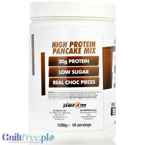 Per4m Protein Pancakes Chocolate Chip 1,2kg - naleśniki proteinowe z kawałkami czekolady by per4m® (per4m-protein-pancakes-chocolate-chip-12-kg-nalesniki-proteinowe-bez-cukru-20-bialka)