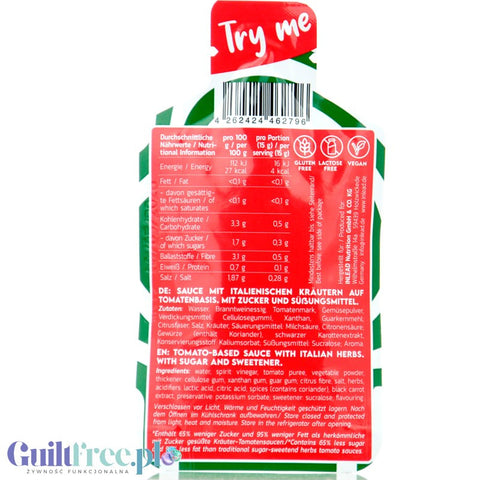 Inlead Premium Sauce Italian Allrounder, saszetka 20g - wegański sos pomidorowy z włoskimi ziołami bez cukru tylko 16kcal by InLead (inlead-premium-sauce-italian-allrounder-saszetka-20g-weganski-sos-pomidorowy-z-wloskimi-ziolami-bez-cukru-tylko-16kcal)