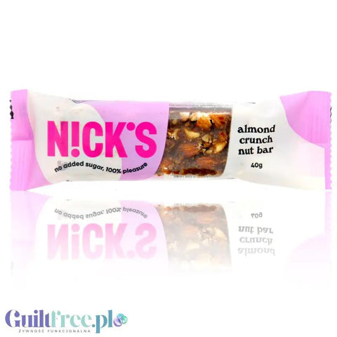 N!CK'S Nicks Almond Crunch Nut Bar - wegański baton 173kcal bez dodatku cukru ze stewią i erytrolem by Nick's! (nck-s-almond-crunch-nut-bar-weganski-baton-173kcal-bez-dodatku-cukru-ze-stewia-i-erytrolem)