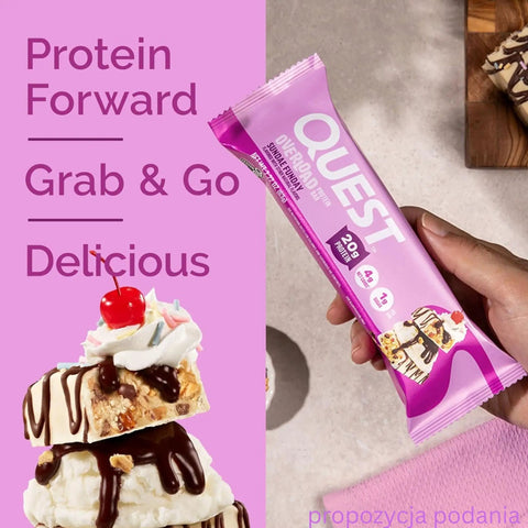 Quest Overload Sundae Funday - baton proteinowy bez cukru, 20g białka & 210kcal by Quest Nutrition (quest-overload-sundae-funday-baton-proteinowy-bez-cukru-i-maltitolu)