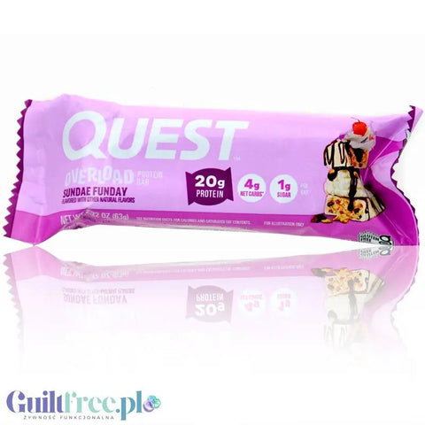 Quest Overload Sundae Funday BOX 12 szt - baton proteinowy bez cukru, 20g białka & 210kcal by Quest Nutrition (quest-overload-sundae-funday-box-12-szt-baton-proteinowy-bez-cukru-20g-bialka-210kcal)